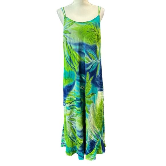 Mlle Gabrielle Dresses & Skirts - Mlle Gabrielle Dress Women 24 Green Chiffon Tropical Floral Maxi Vacation Resort